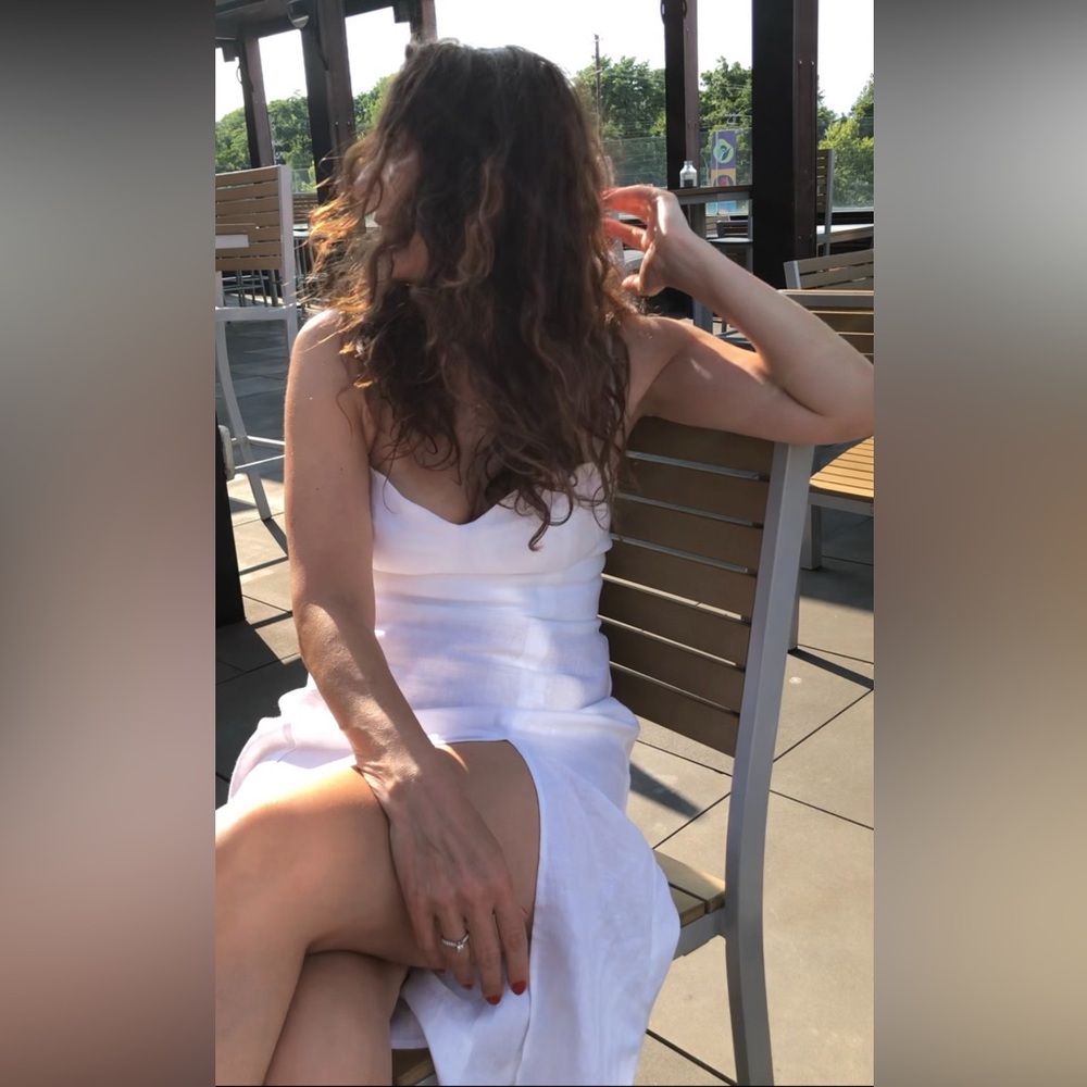 Reformation Nebraska White Linen Dress with Spaghetti Straps